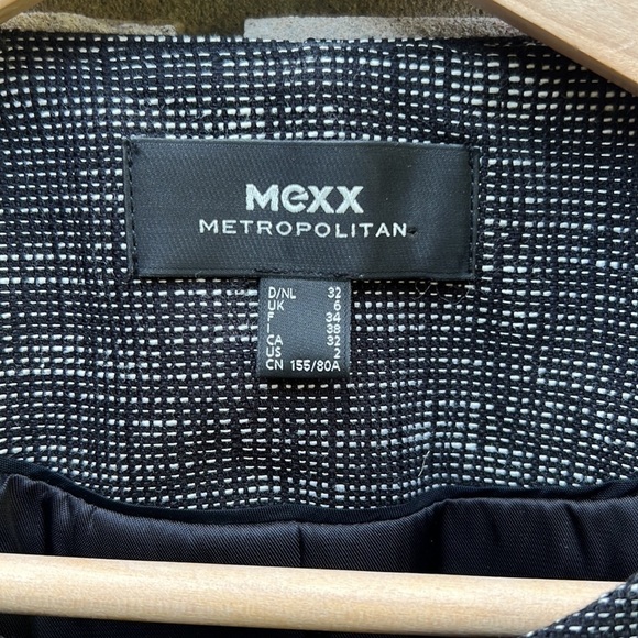 Mexx Metropolitan Collarless Blazer Black/White Sz 2 - Picture 2 of 13